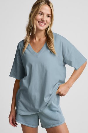 SoftKnit Better Than Ever Oversized V-Neck Cotton Tee